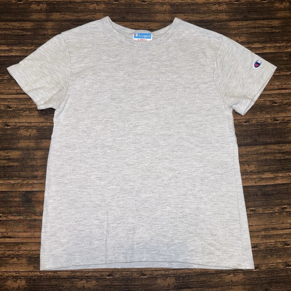 Champion Embroidered Logo Grey Blank T Shirt Youth XS